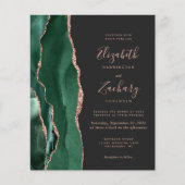 Budget Green Rose Gold Dark 4-Photo Wedding Invite (Vorderseite)
