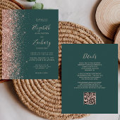 Budget Green Rose Gold Glitzer QR Code Hochzeit