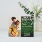 Budget Green Rustic Lights 2 Foto Hochzeit Einladu (Stehend Vorderseite)