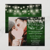 Budget Green Rustic String Foto Hochzeit Einladung (Vorne/Hinten)