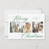 Budget Green Script frohe Weihnachts-FotoCollage Mitteilungskarte (Vorderseite)