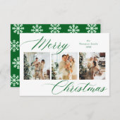 Budget Green Script frohe Weihnachts-FotoCollage Mitteilungskarte (Vorne/Hinten)