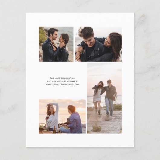 Budget Green Silver 4-Photo Wedding Invite (Rückseite)