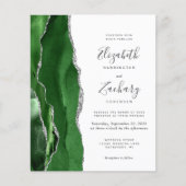 Budget Green Silver 4-Photo Wedding Invite (Vorderseite)