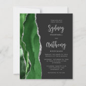Budget Green Silver Agate Calligraphy Wedding (Vorderseite)