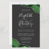 Budget Green Silver Agate Corners Dark Wedding (Vorderseite)