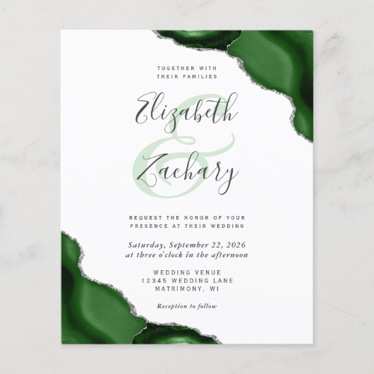 Budget Green Silver Agate Corners Wedding (Vorderseite)