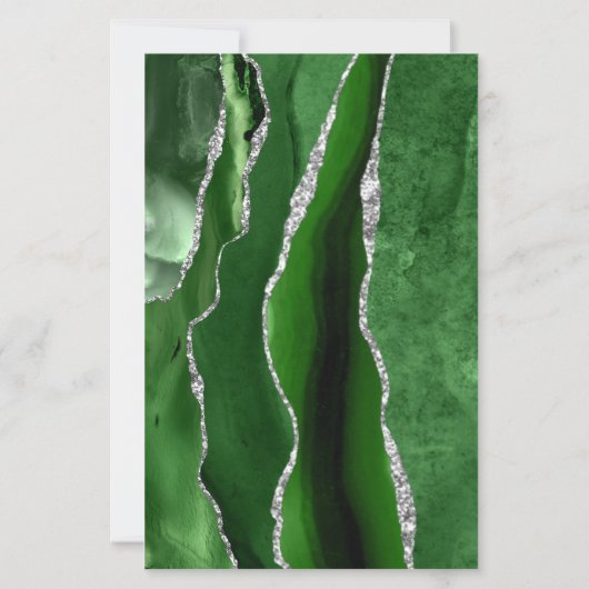 Budget Green Silver Agate Corners Wedding (Rückseite)