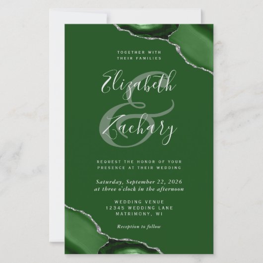 Budget Green Silver Agate Corners Wedding (Vorderseite)