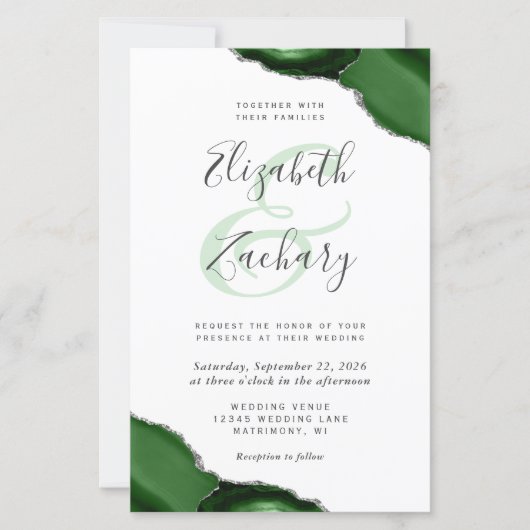 Budget Green Silver Agate Corners Wedding (Vorderseite)