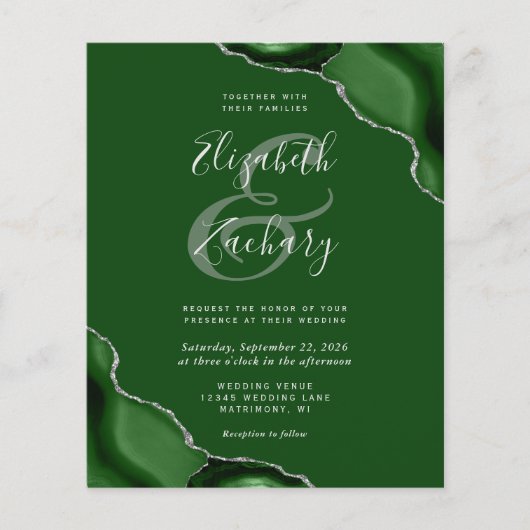 Budget Green Silver Agate Corners Wedding (Vorderseite)