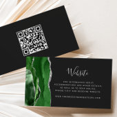 Budget Green Silver Agate Dark Wedding QR Code Begleitkarte