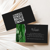 Budget Green Silver Agate Dark Wedding QR Code Begleitkarte