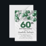 Budget Green Silver Ballon Glitzer 60. Geburtstag Mitteilungskarte<br><div class="desc">Moderner Glam Emerald Green Silver Ballon Glitzer Sparkle jedes Alter Geburtstag Einladung</div>
