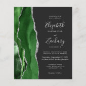 Budget Green Silver Dark 4-Photo Wedding Invite (Vorderseite)