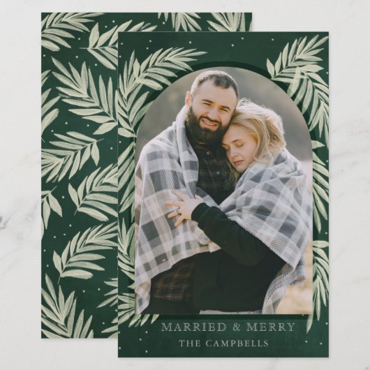 Budget Green Silver Merch Arch Foto Holiday Card (Vorne/Hinten)