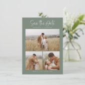 Budget Green Simple Calligraphy Script-Foto Save The Date (Stehend Vorderseite)