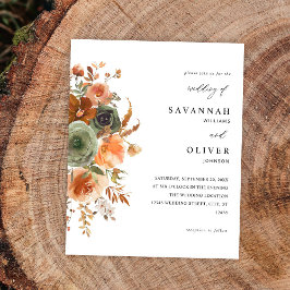 Budget Green & Terra Cotta Floral Wedding Flyer