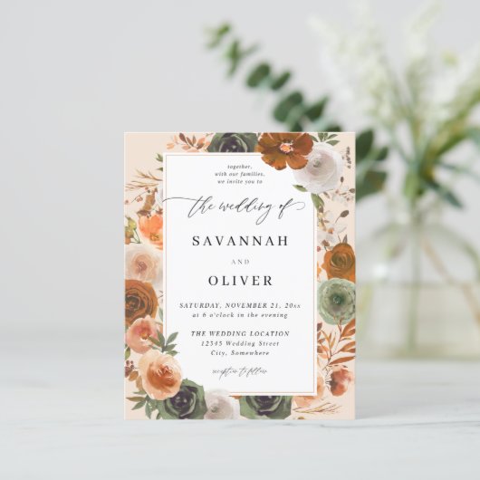 Budget Green & Terra Cotta Floral Wedding S2 - BGE (Stehend Vorderseite)