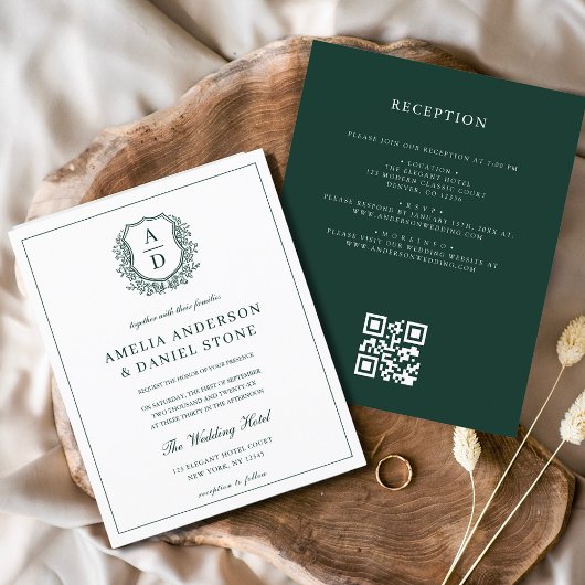 Budget Green Wappen Wedding QR Code Einladung