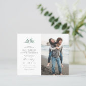 Budget Green Watercolor Branch Wedding Foto (Stehend Vorderseite)