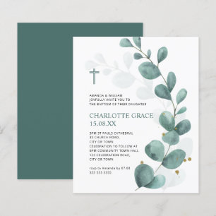 Budget Green Watercolor Eukalyptus Baptismus Einla