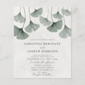 Budget Green Watercolor Ginkgo Hochzeit Einladung (Vorderseite)