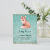 Budget Green Watercolor Woodland Fox Baby Dusche (Stehend Vorderseite)