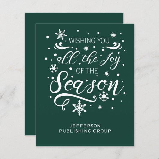 Budget Green White Modern Business Holiday Card (Vorne/Hinten)