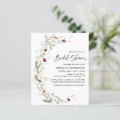 Budget Green Wildblume Bridal Dusche Einladung (Stehend Vorderseite)