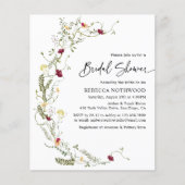 Budget Green Wildblume Bridal Dusche Einladung (Vorderseite)