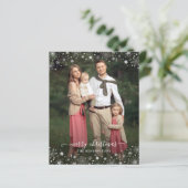 Budget Green Winter Snowflakes Weihnachts-Foto (Stehend Vorderseite)