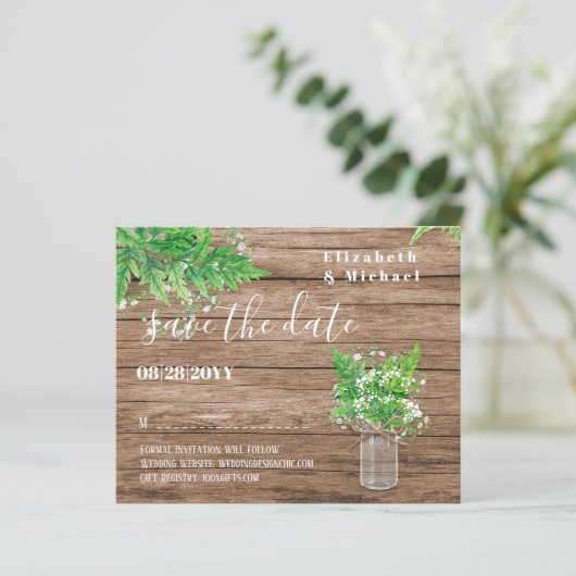 BUDGET Greenerity Rett Dates Ferns Rustic Wedding (Stehend Vorderseite)