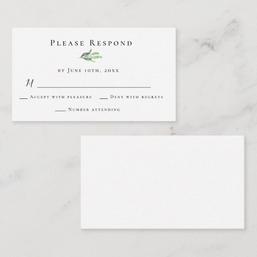 Budget Greenerity Wedding Response RSVP Card Mitteilungskarte (Vorne/Hinten)