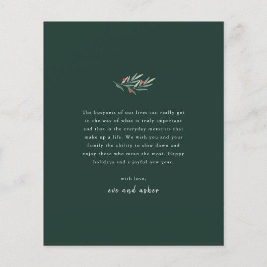 Budget Greenery Arch Elegantes Foto Weihnachtskart (Rückseite)