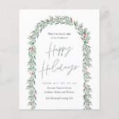 Budget Greenery Arch Script Business Holiday Card (Vorderseite)