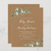 Budget Greenery Baby Dusche Einladung (Vorne/Hinten)