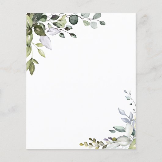 Budget Greenery Baby Dusche Einladung (Rückseite)