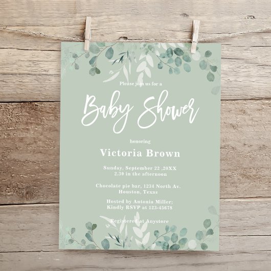 Budget Greenery Baby Dusche Einladung