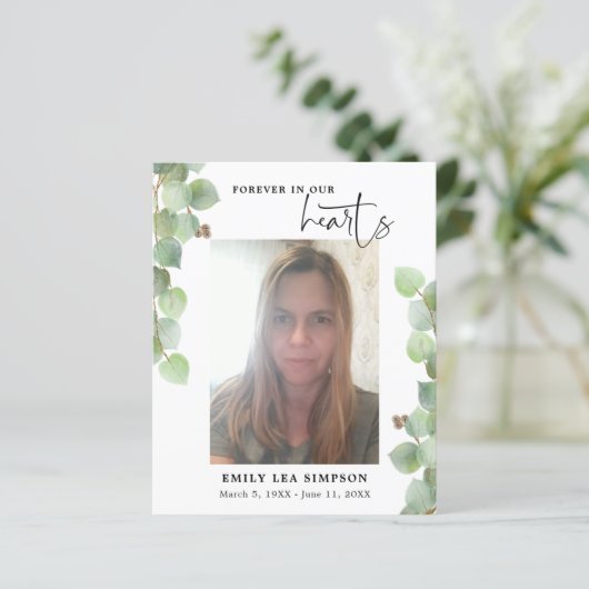 Budget Greenery Beerdigung Foto Flat Danke Karte (Stehend Vorderseite)