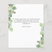 Budget Greenery Beerdigung Foto Flat Danke Karte (Rückseite)