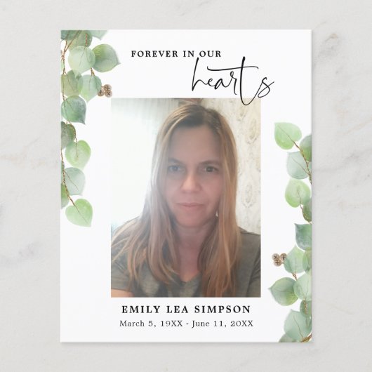 Budget Greenery Beerdigung Foto Flat Danke Karte (Vorderseite)