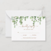 Budget Greenery Blätter Botanische Hochzeit RSVP Mitteilungskarte (Vorderseite)