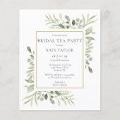 Budget Greenery Blätter Bridal Tea Party Einladung (Vorderseite)