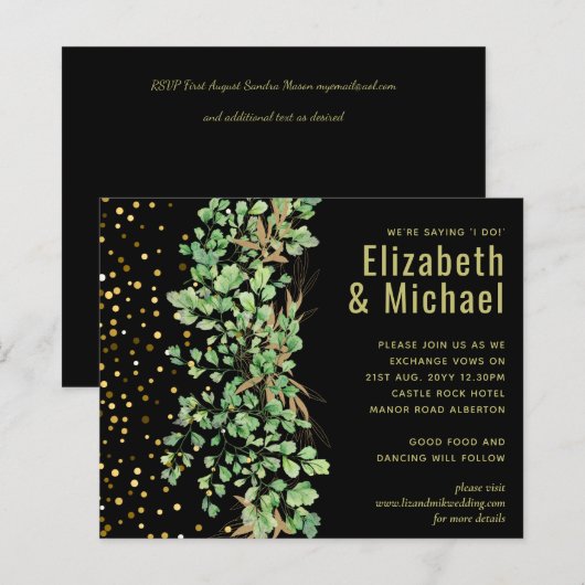 Budget Greenery Blätter Night Sky Wedding (Vorne/Hinten)