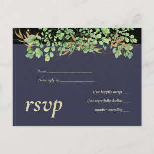 Budget Greenery Blätter Night Sky Wedding Einladungspostkarte
