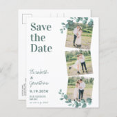 Budget Greenery Blätter QR Code Foto Save the Date (Vorne/Hinten)