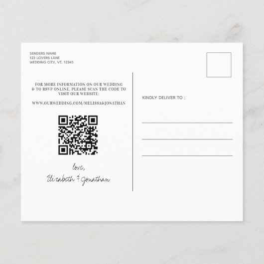 Budget Greenery Blätter QR Code Foto Save the Date (Rückseite)