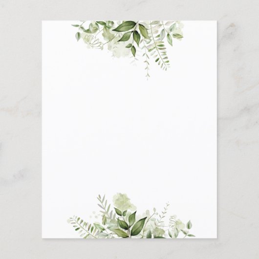 Budget Greenery Blätter Skripteinladung Hochzeit (Rückseite)