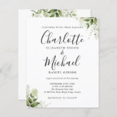 Budget Greenery Blätter Skripteinladung Hochzeit (Vorne/Hinten)